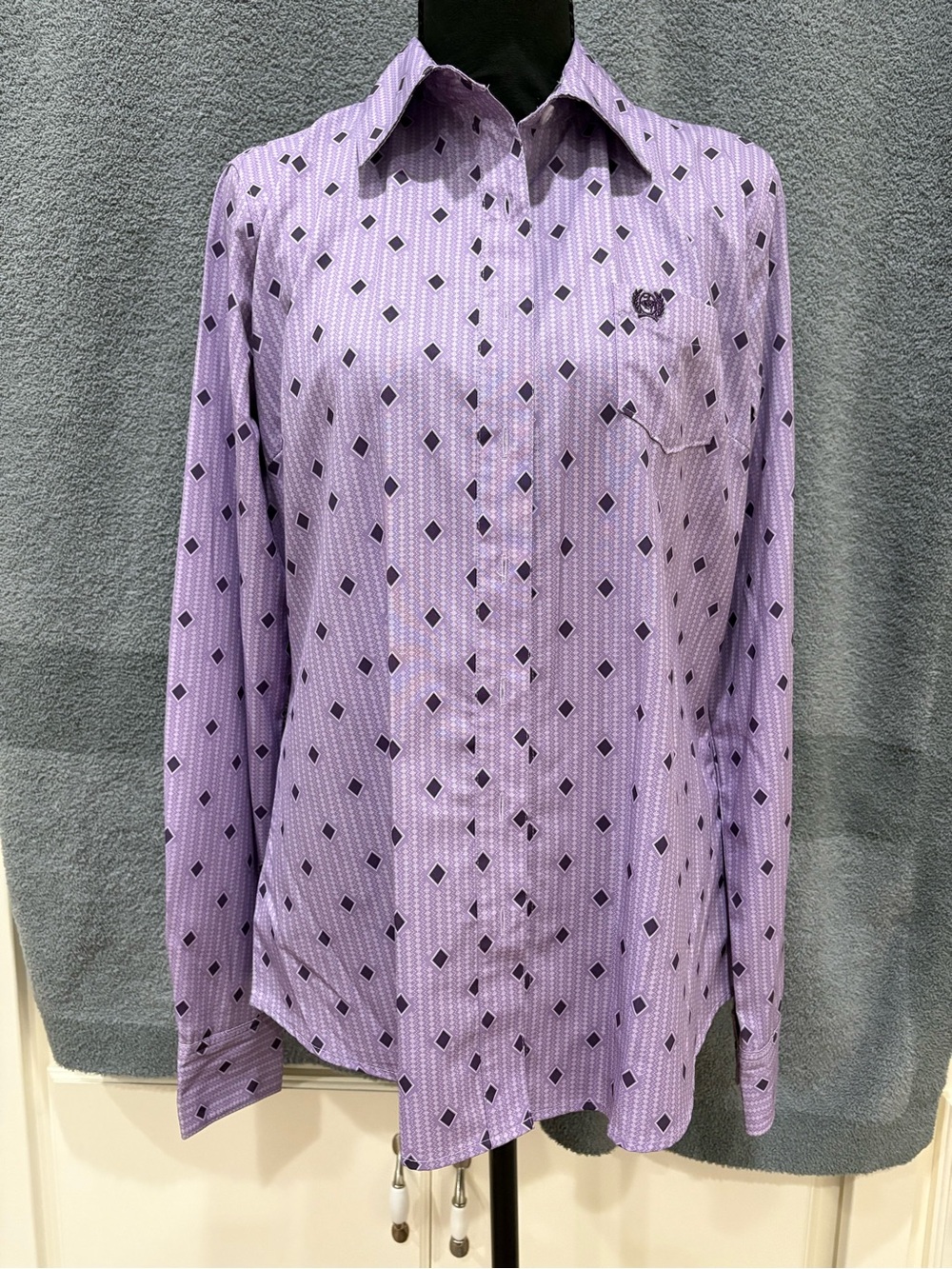 Cinch Lavender Diamond-Print Button-Up Shirt